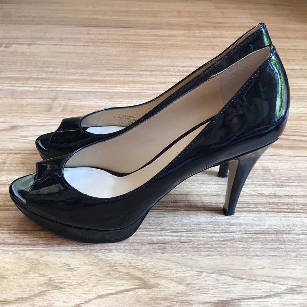 Enzo Angiolini black patent peep toe pumps - Picture 1 of 8